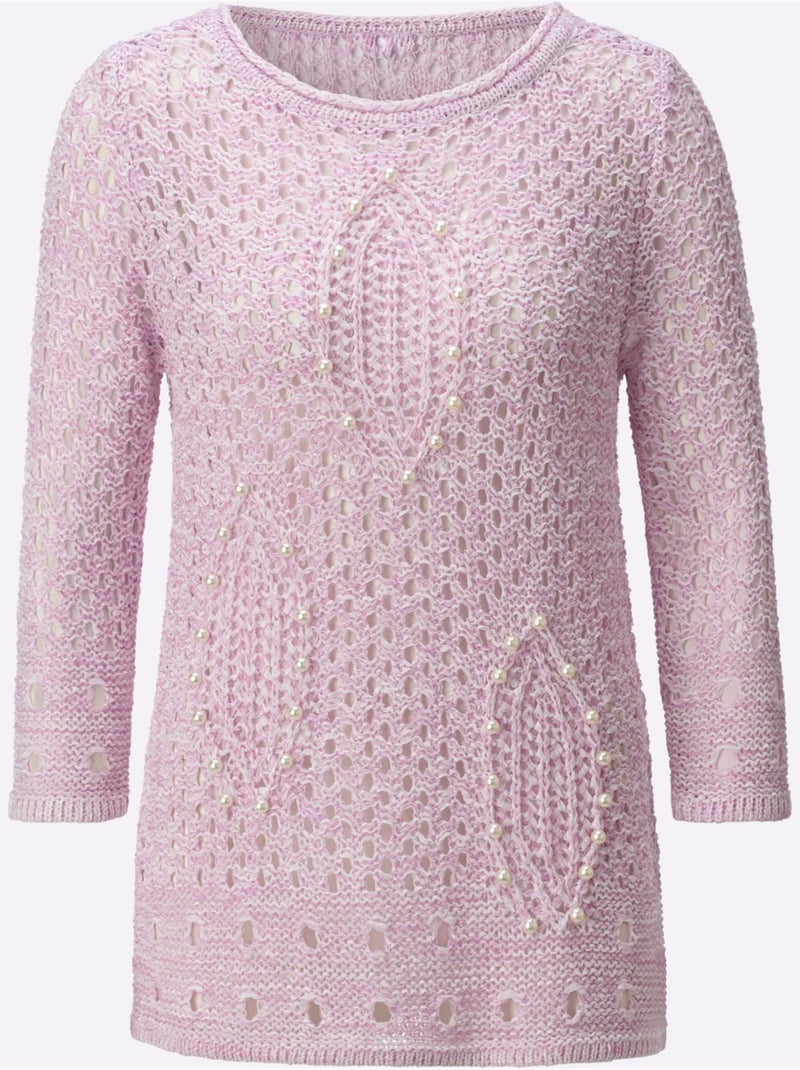 Pull Ajouré Qualité Estivale - Taille Standard - Helline Beige/Vert - Kiabi