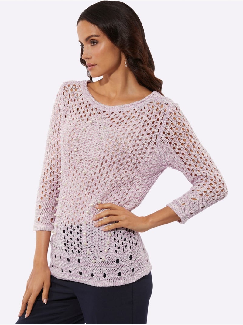 Pull Ajouré Qualité Estivale - Taille Standard - Helline Beige/Vert - Kiabi