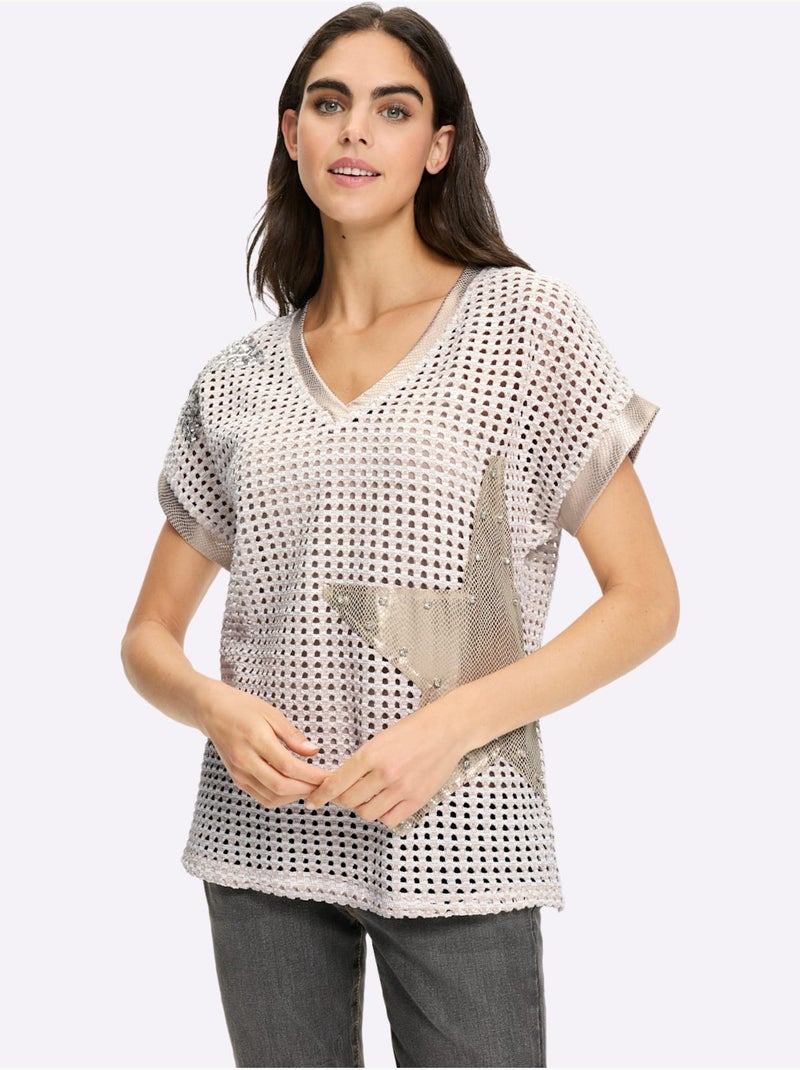Pull Ajouré Superbe Motif Ajouré - Taille Standard - Helline Sable - Kiabi