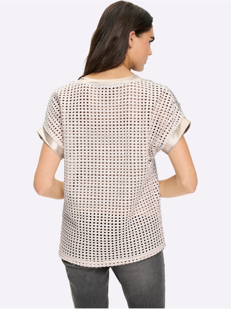 Pull Ajouré Superbe Motif Ajouré - Taille Standard - Helline Sable - Kiabi
