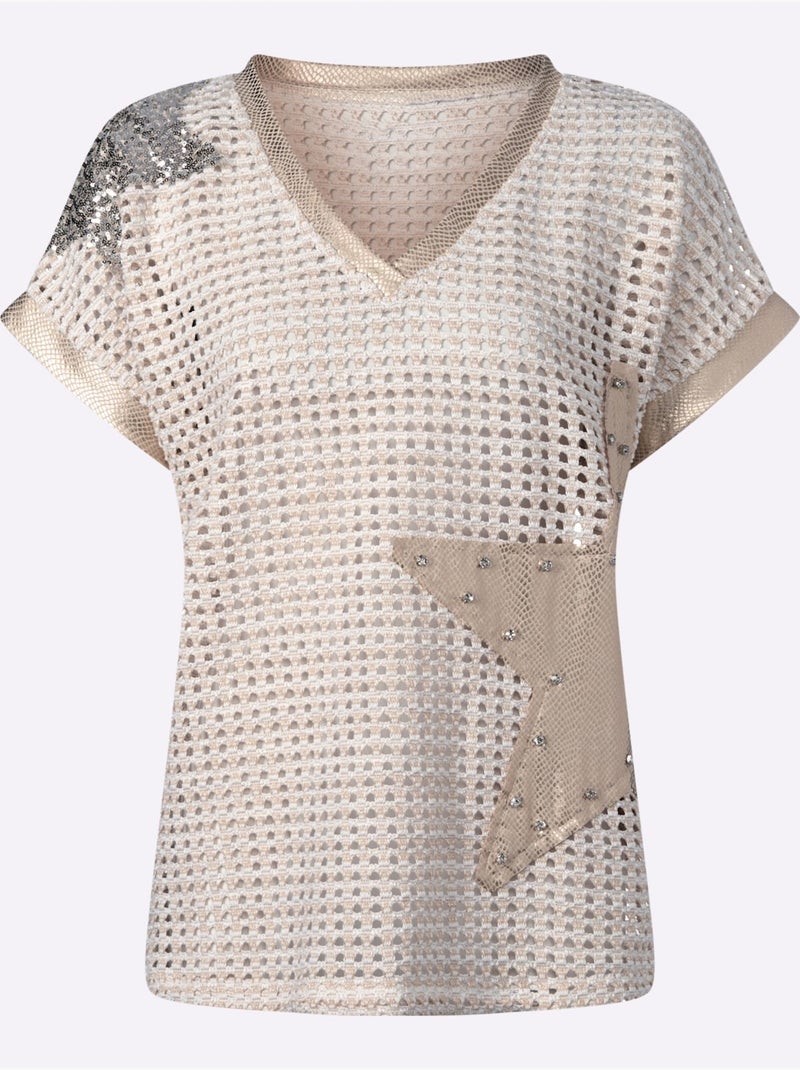 Pull Ajouré Superbe Motif Ajouré - Taille Standard - Helline Sable - Kiabi