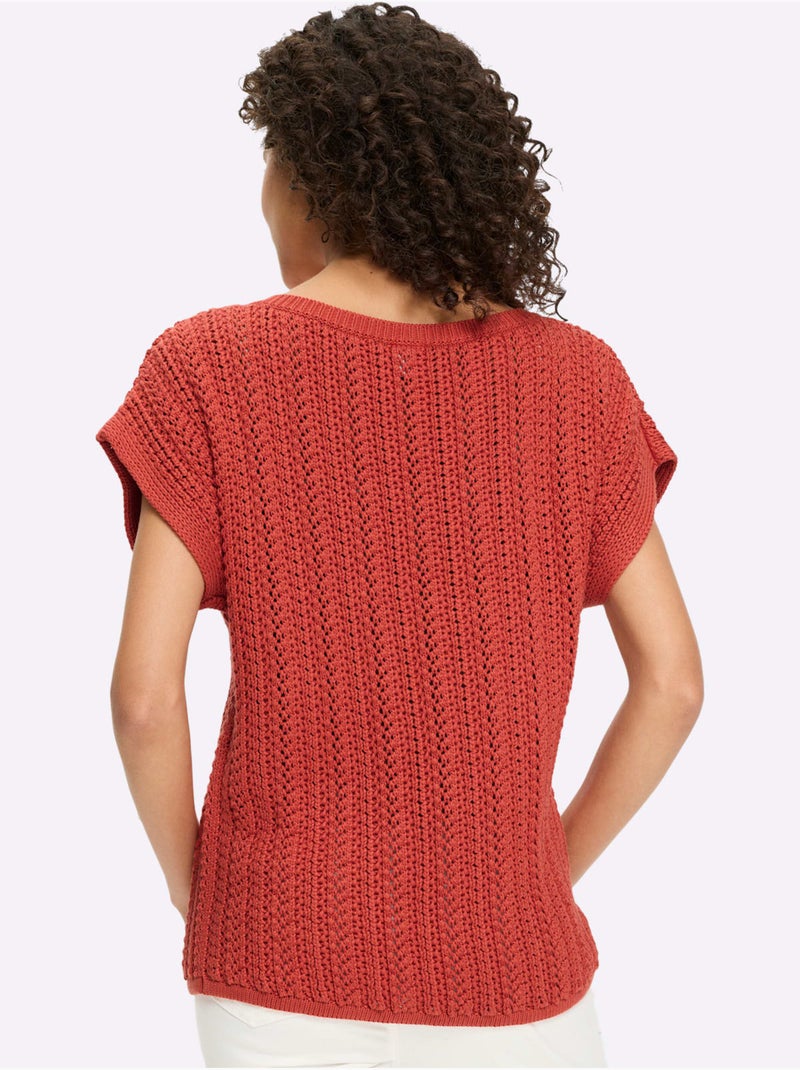 Pull ajouré superbe motif ajouré - taille standard - helline Terre cuite - Kiabi