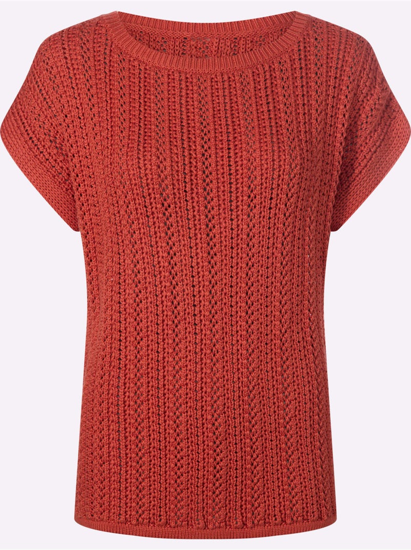 Pull ajouré superbe motif ajouré - taille standard - helline Terre cuite - Kiabi