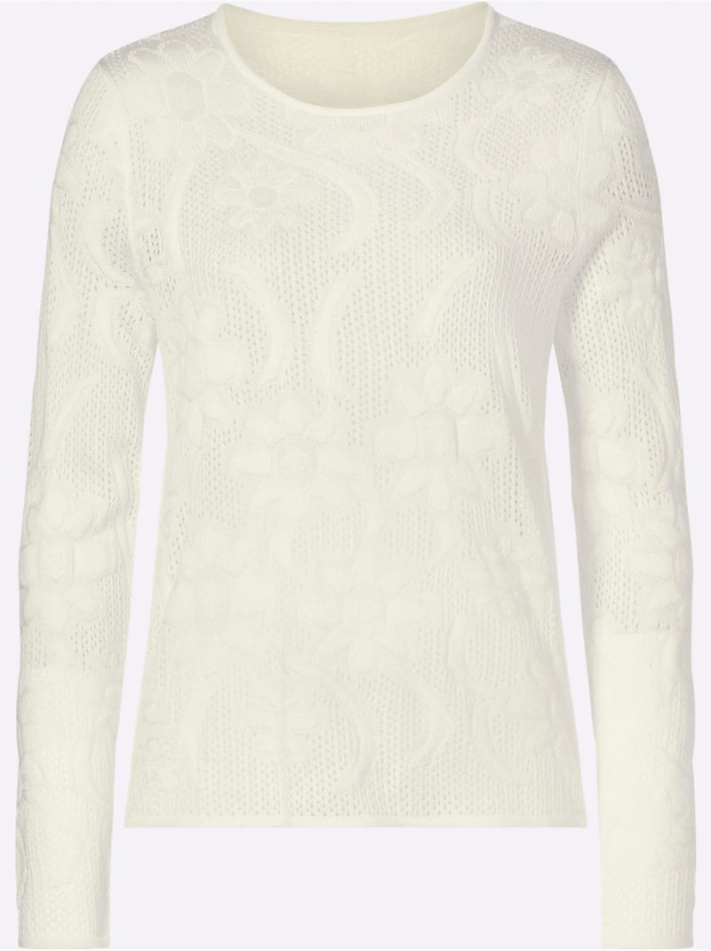 Pull Ajouré Superbe Motif Ajouré - Taille Standard - Moda Vilona Ecru - Kiabi