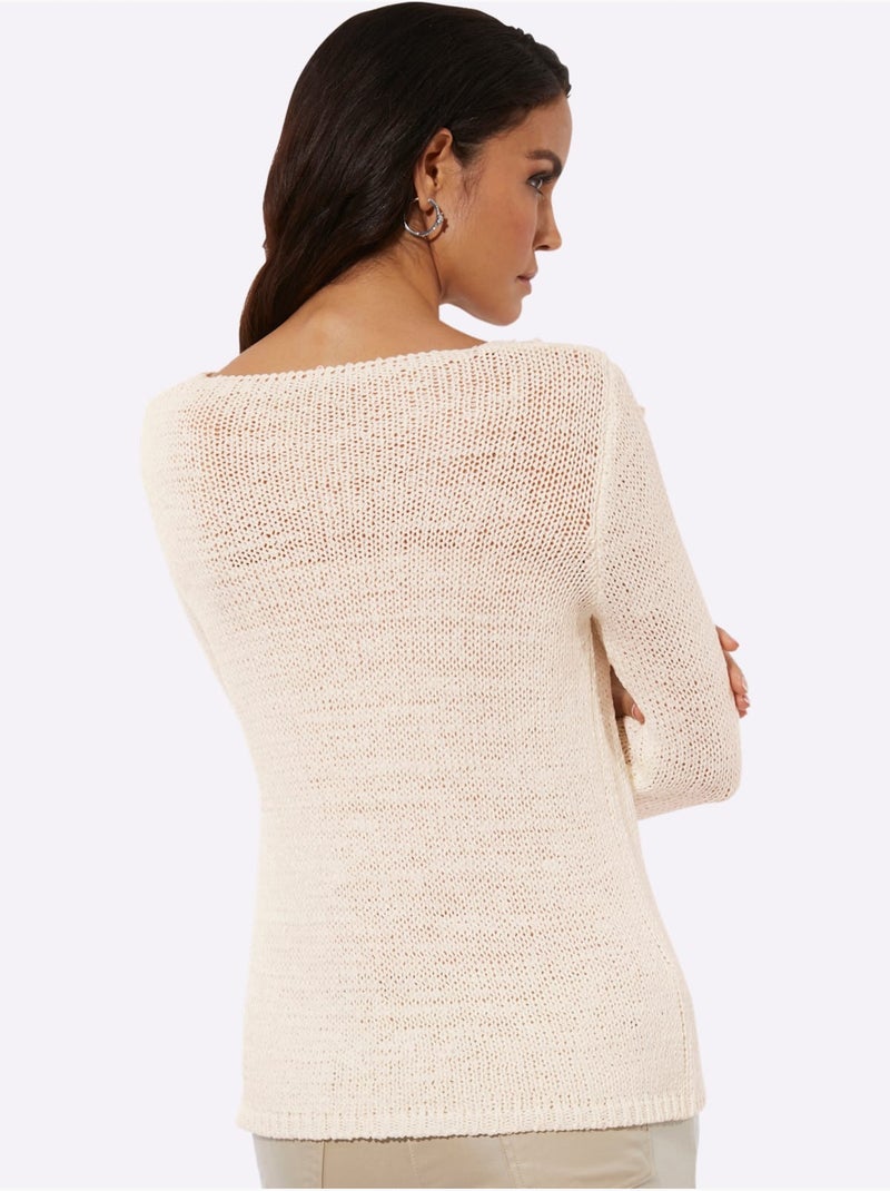 Pull Ajouré Tricot Ajouré - Taille Standard - Helline Ecru - Kiabi