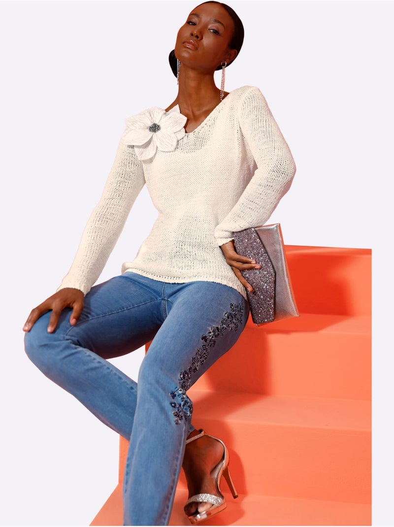 Pull Ajouré Tricot Ajouré - Taille Standard - Helline Ecru - Kiabi