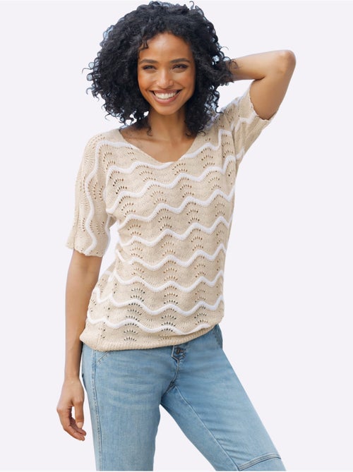 Pull Ajouré Tricot Ajouré - Taille Standard - Helline - Kiabi Pull Ajouré Tricot Ajouré - Taille Standard - Helline - Kiabi