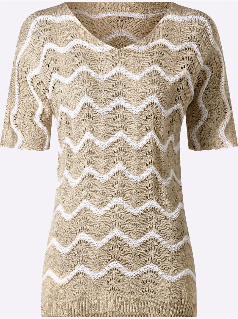 Pull Ajouré Tricot Ajouré - Taille Standard - Helline Sable - Kiabi