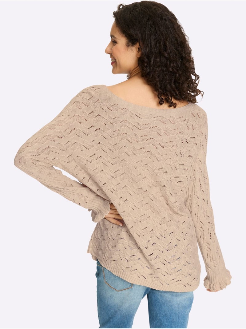 Pull Ajouré Tricot Ajouré - Taille Standard - Helline Sable - Kiabi