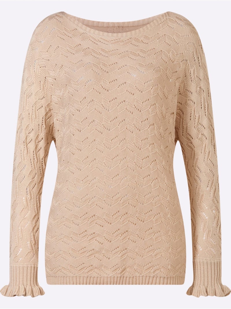Pull Ajouré Tricot Ajouré - Taille Standard - Helline Sable - Kiabi