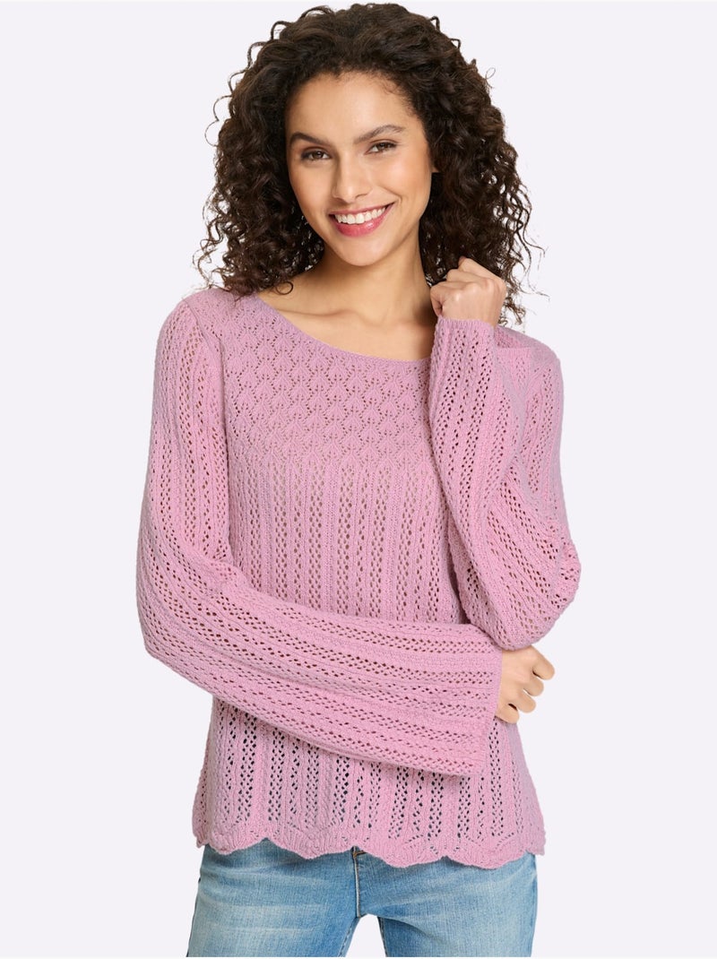 Pull Ajouré Tricot Estival Très Léger - Taille Standard - Helline Rose - Kiabi