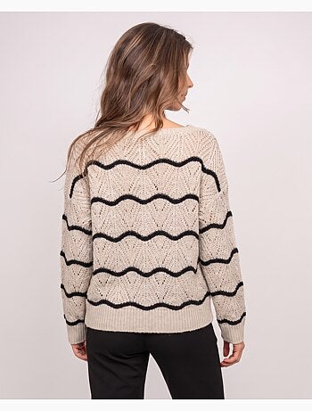 Pull ajouré vagues contrastées korlia