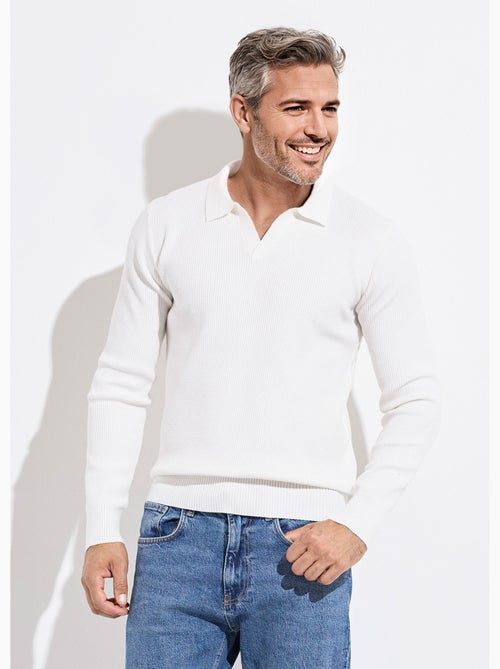 Pull ajusté col polo, manches longues - AFIBEL - Kiabi