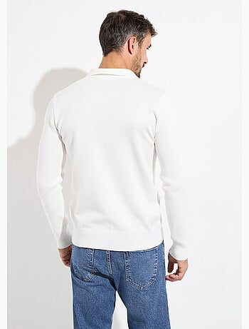Pull ajusté col polo, manches longues
