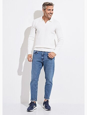 Pull ajusté col polo, manches longues