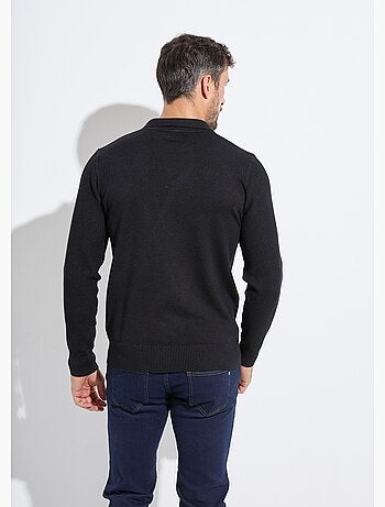 Pull ajusté col polo, manches longues
