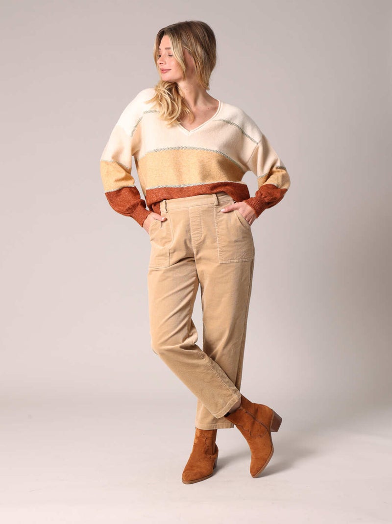 Pull ample à rayures 'Deeluxe' Beige - Kiabi