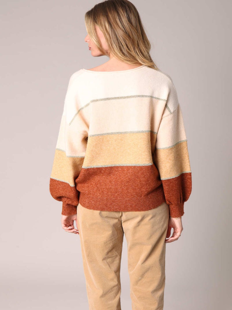 Pull ample à rayures 'Deeluxe' Beige - Kiabi