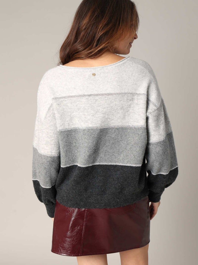 Pull ample à rayures 'Deeluxe' Gris - Kiabi