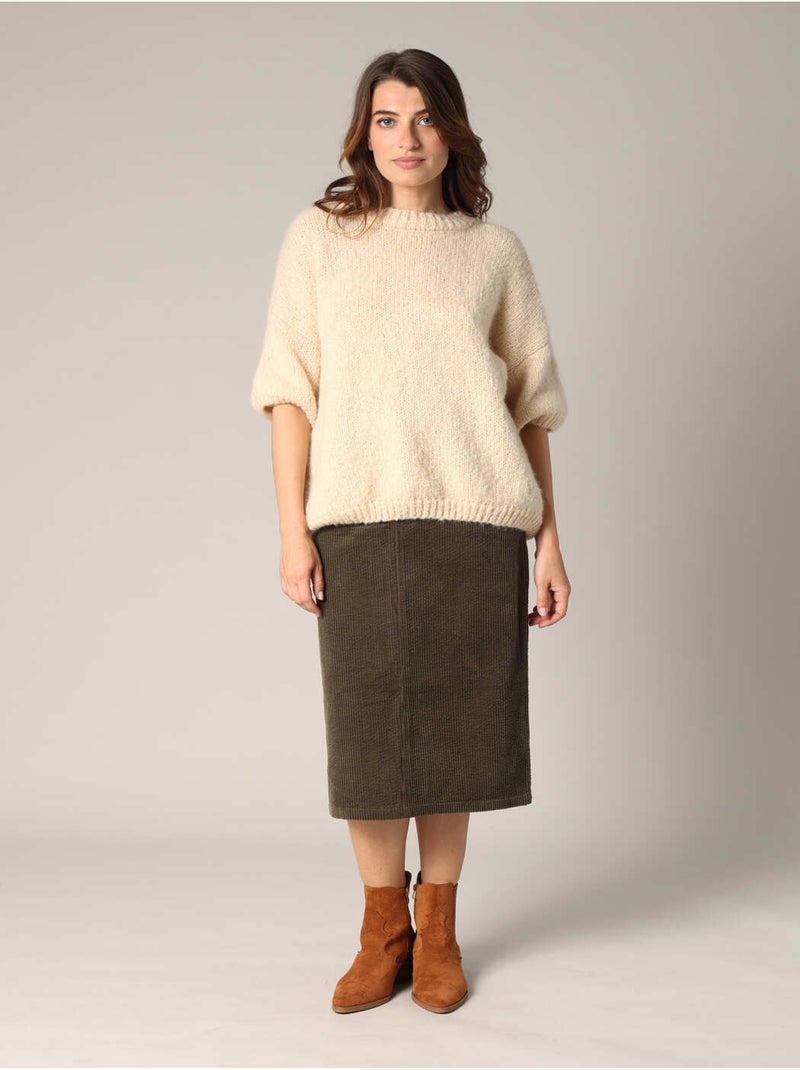 Pull ample en grosse maille 'deeluxe' Crème - Kiabi