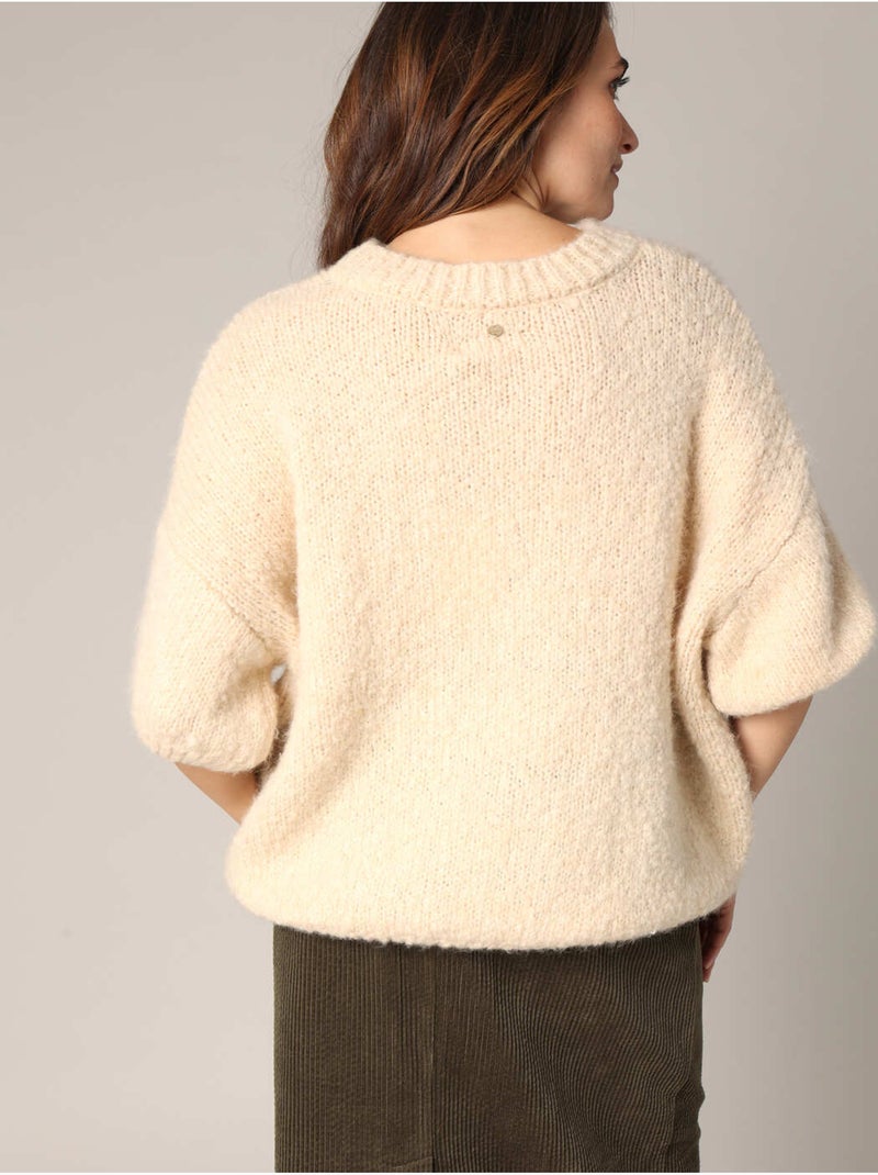 Pull ample en grosse maille 'deeluxe' Crème - Kiabi