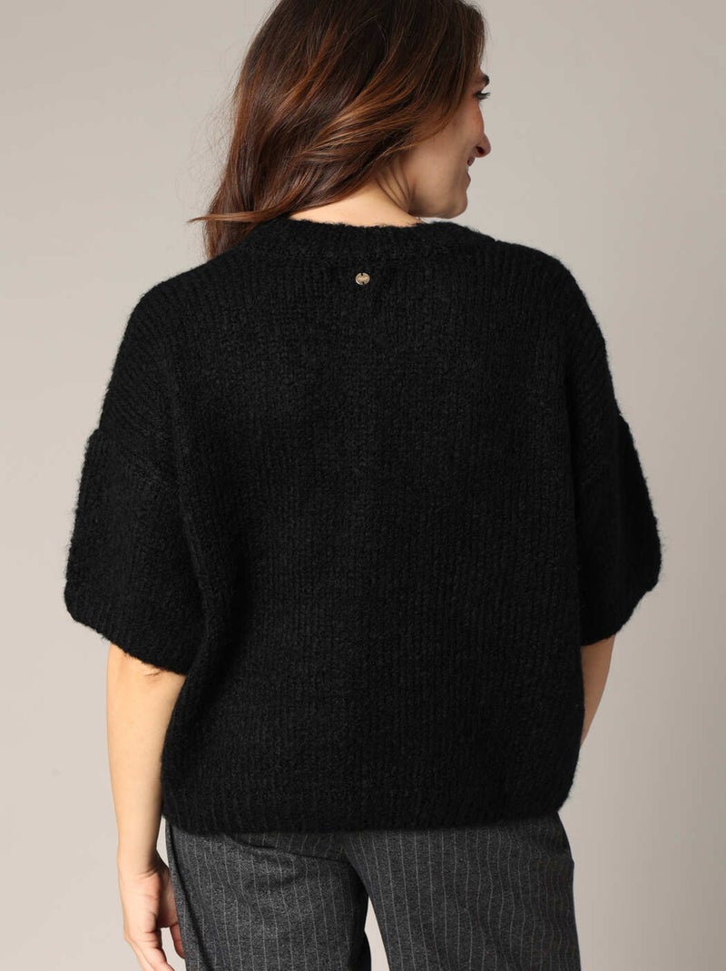Pull ample en grosse maille
 'Deeluxe' Noir - Kiabi