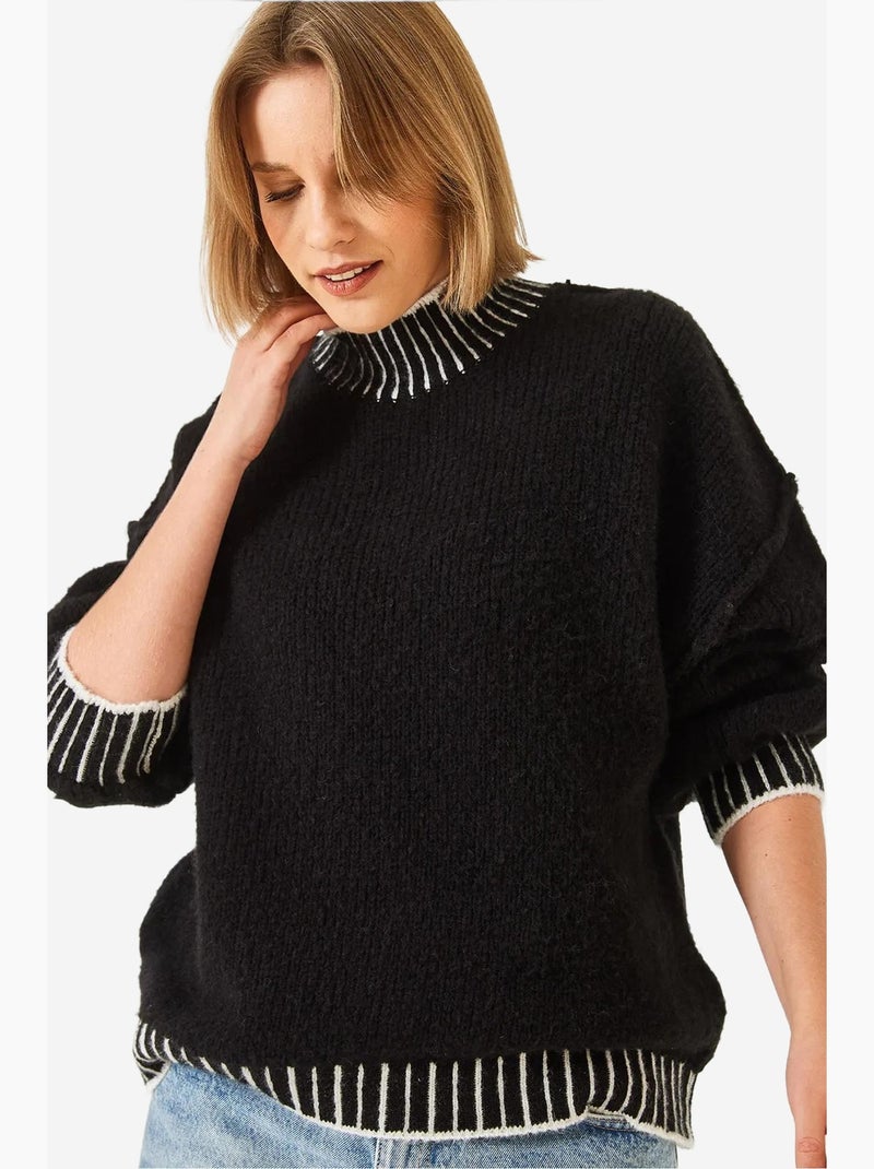 Pull ample en maille à motifs lucci Noir Blanc - Kiabi