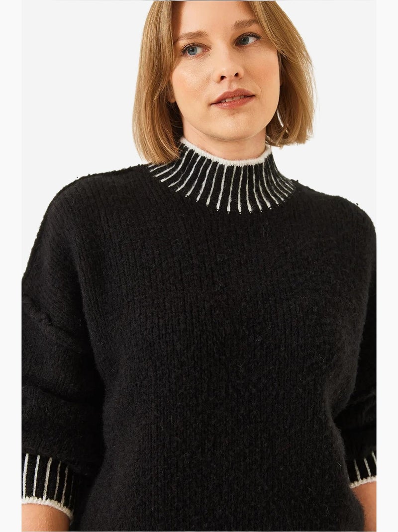 Pull ample en maille à motifs lucci Noir Blanc - Kiabi