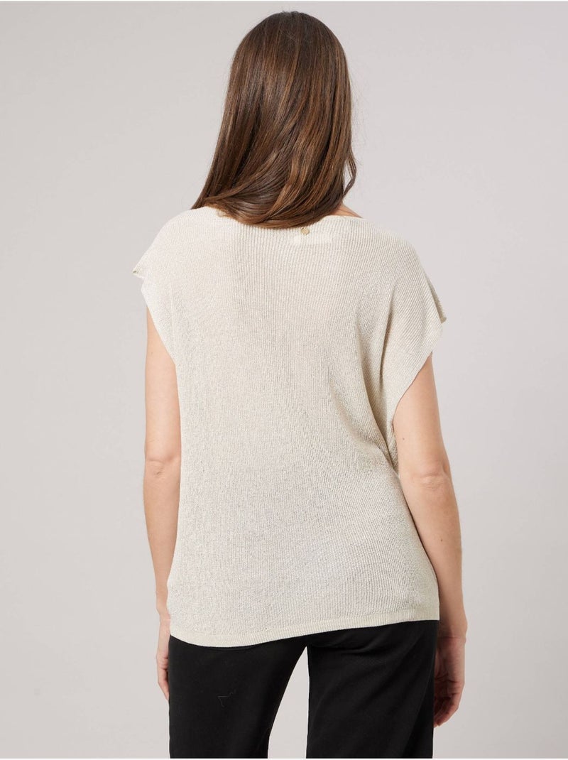 Pull ample femme en maille brillante 'deeluxe' Blanc - Kiabi