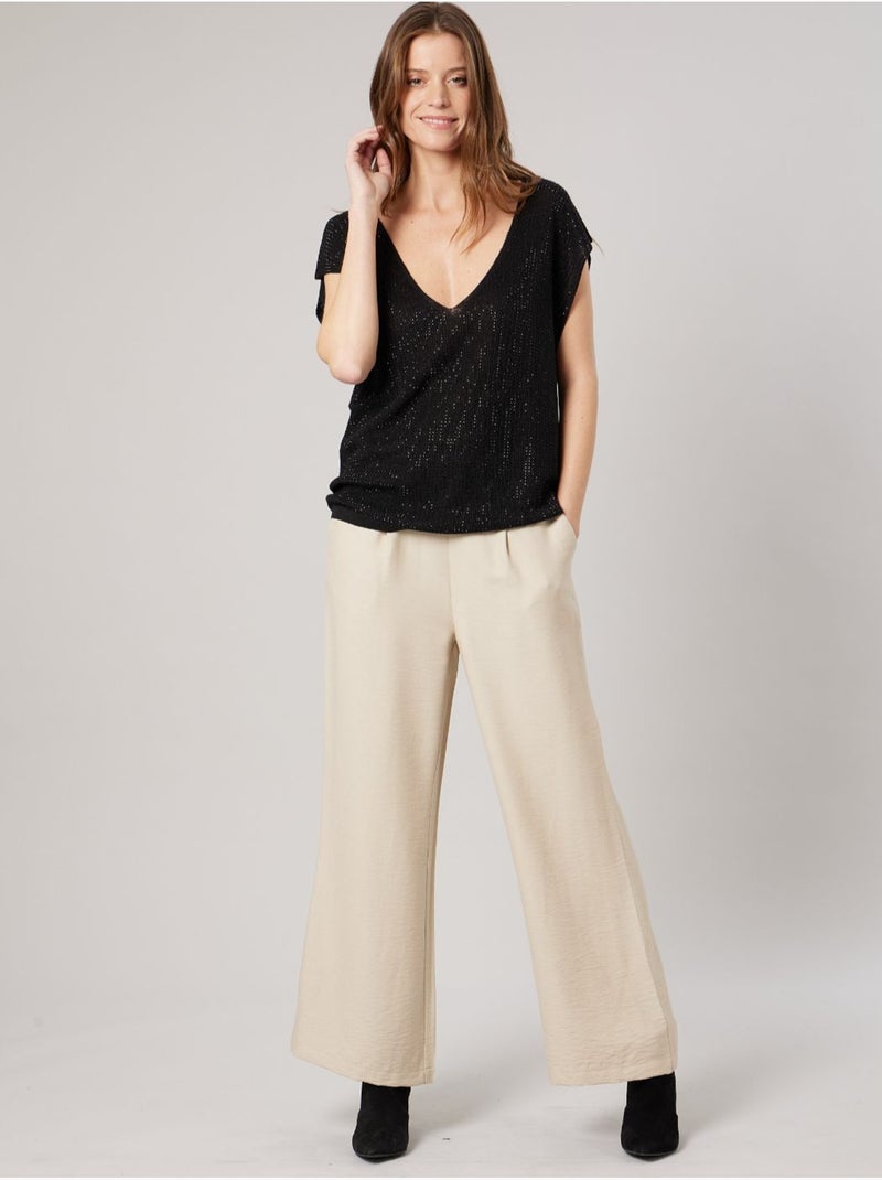 Pull ample femme en maille brillante 'deeluxe' Noir - Kiabi