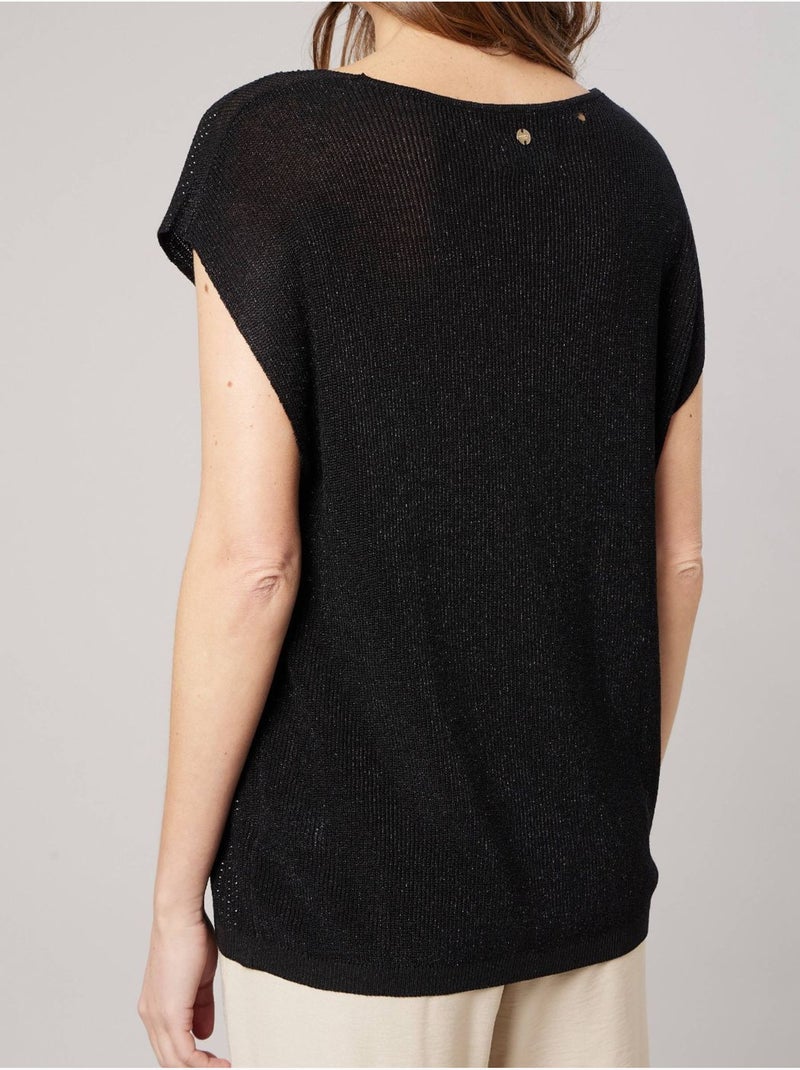 Pull ample femme en maille brillante 'deeluxe' Noir - Kiabi