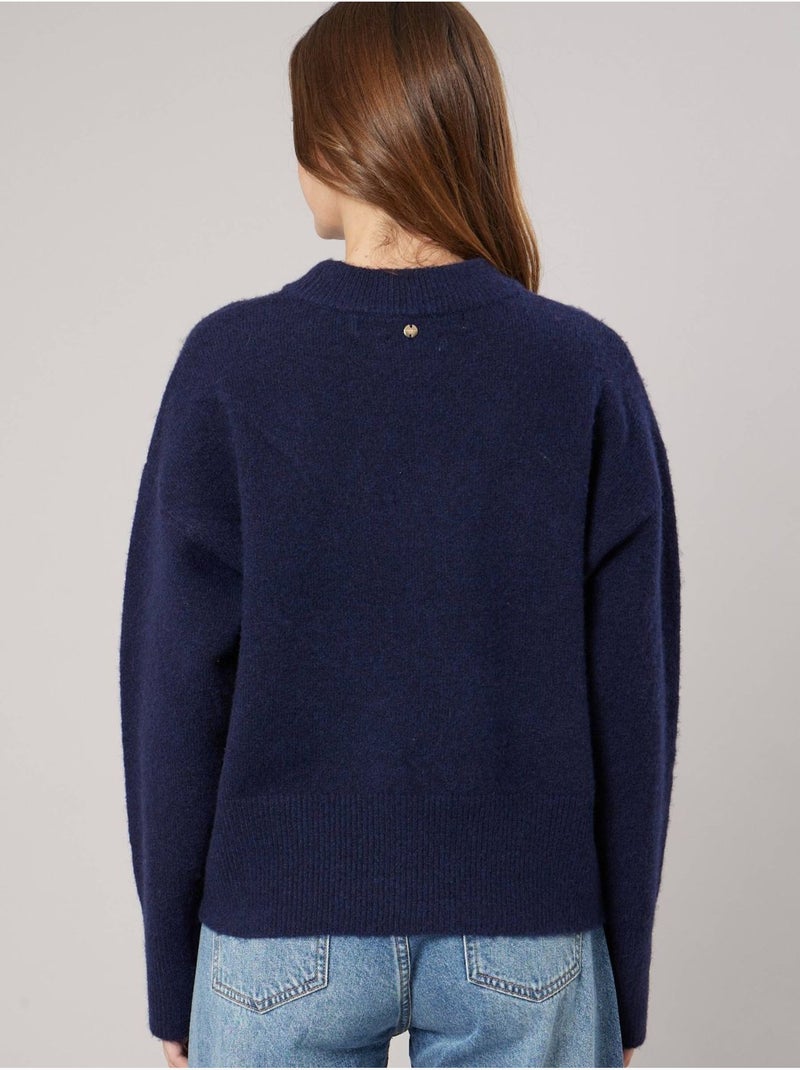 Pull ample femme en maille douce 'deeluxe' Bleu marine - Kiabi