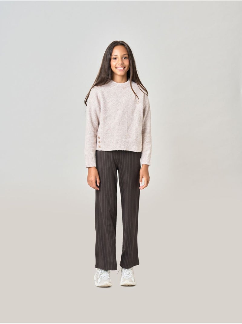 Pull ample fille en maille douce 'deeluxe' Beige - Kiabi