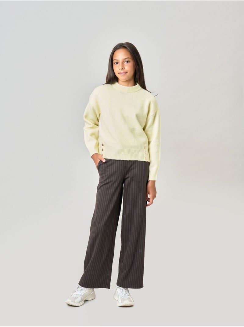 Pull ample fille en maille douce 'deeluxe' Jaune clair - Kiabi
