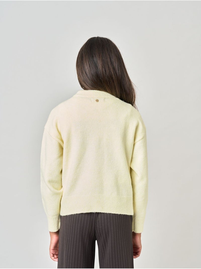 Pull ample fille en maille douce 'deeluxe' Jaune clair - Kiabi