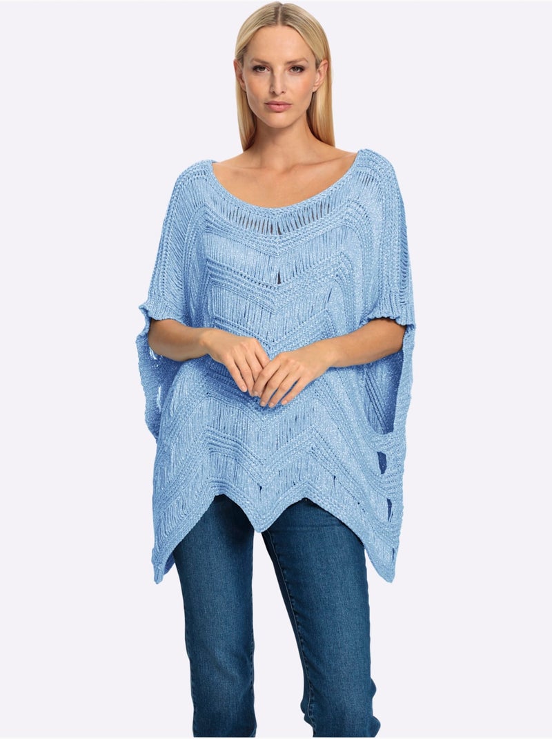 Pull Ample Superbe Motif Tricoté - Taille Standard - Helline Bleu ciel - Kiabi