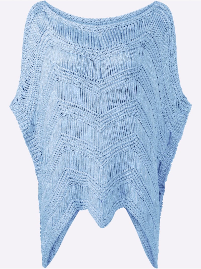 Pull Ample Superbe Motif Tricoté - Taille Standard - Helline Bleu ciel - Kiabi