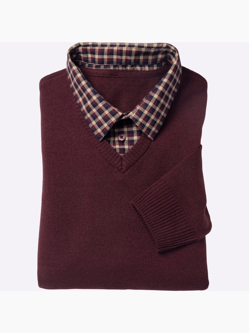 Pull aspect 2 en 1 - taille standard - moda vilona Bordeaux - Kiabi