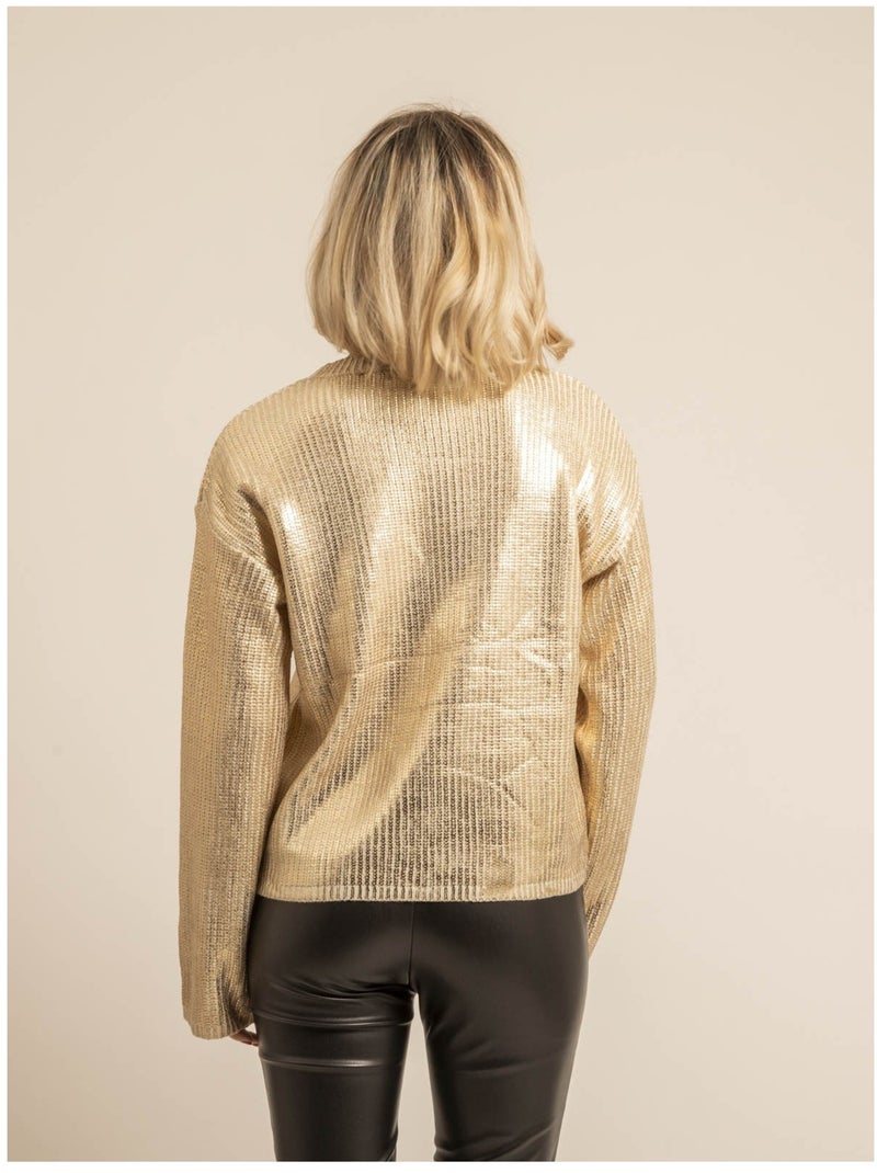 Pull aspect métalisé KETURA Noir Doré - Kiabi