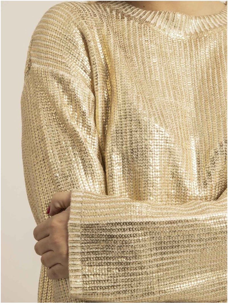 Pull aspect métalisé KETURA Noir Doré - Kiabi