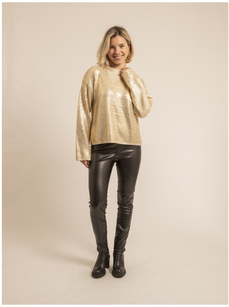 Pull aspect métalisé KETURA Noir Doré - Kiabi