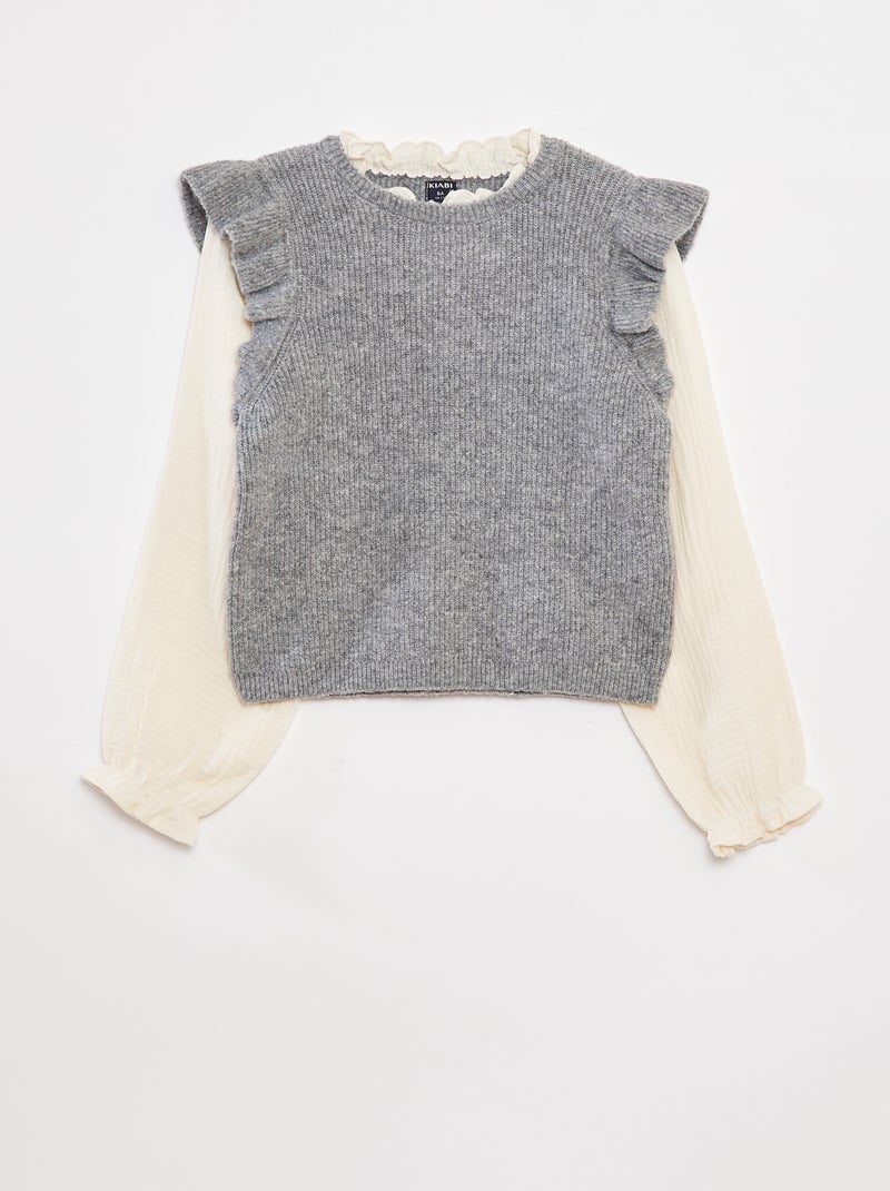 Pull avec blouse 2-en-1 Gris - Kiabi