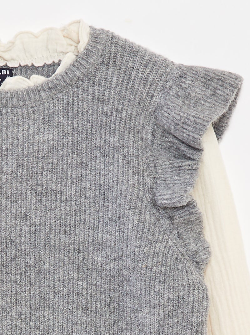 Pull avec blouse 2-en-1 Gris - Kiabi