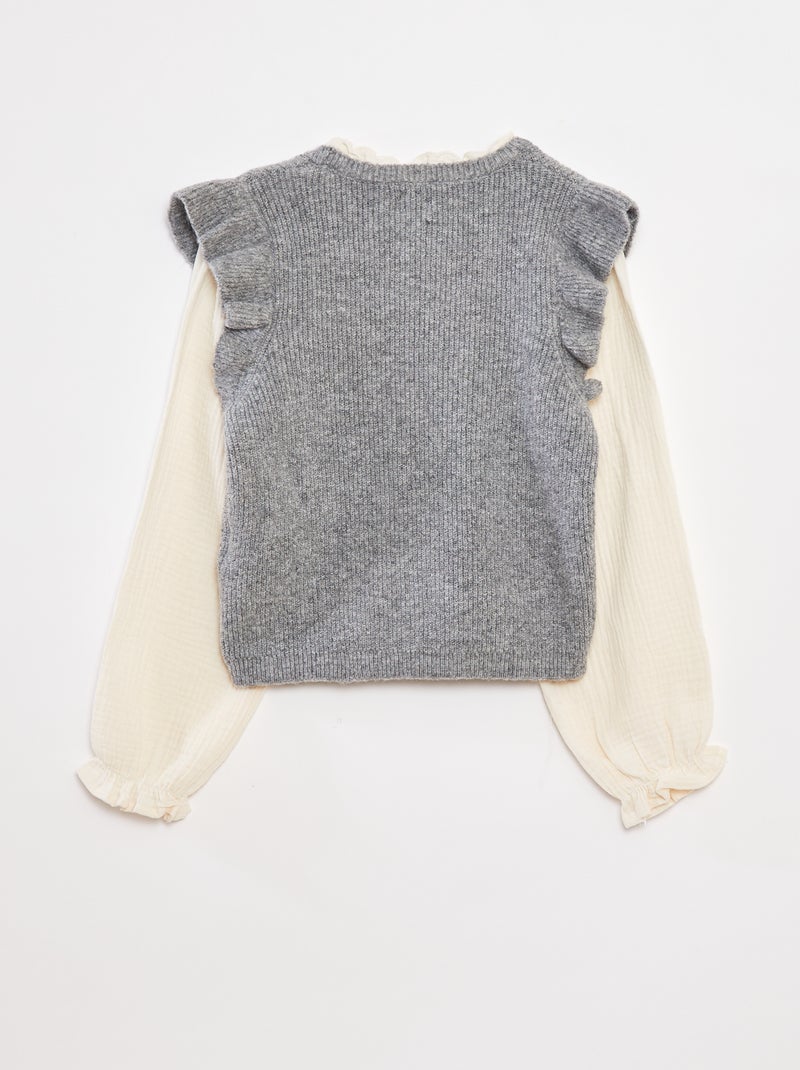Pull avec blouse 2-en-1 Gris - Kiabi