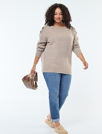 Pull avec boutons fantaisies à l'épaule