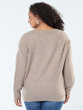 Pull avec boutons fantaisies à l'épaule