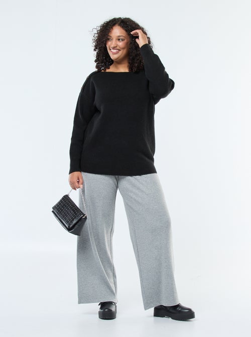 Pull avec boutons fantaisies à l'épaule - Kiabi