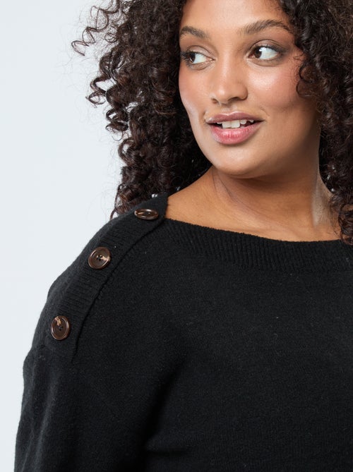 Pull avec boutons fantaisies à l'épaule - Kiabi