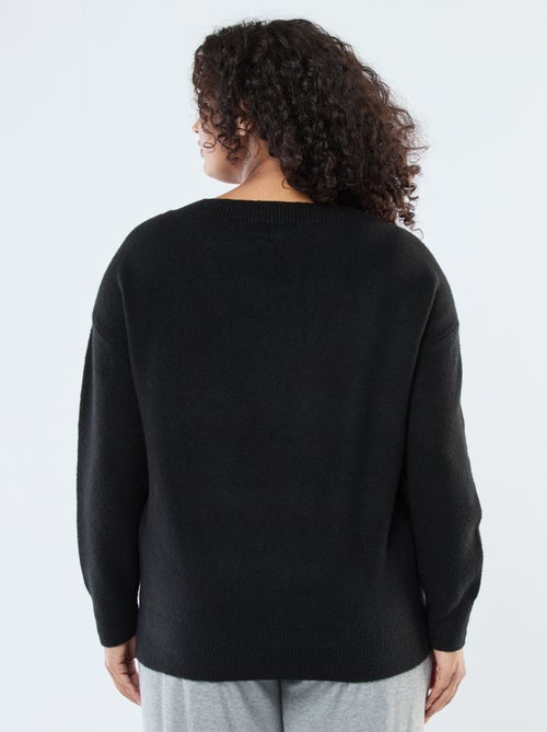 Pull avec boutons fantaisies à l'épaule - Kiabi