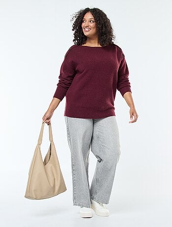 Pull avec boutons fantaisies à l'épaule
